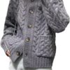 Women's Winter Sweater Clothing Thick Coat 100% Wool Stand Collar Knitted Cardigan Fashion Twists Flower Tops