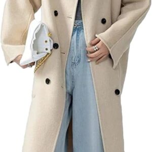 Women's Wool Round Neck Coat Comfortable Warm Woolen Coat Fashion Thick Trench Long Top Women's Clothing