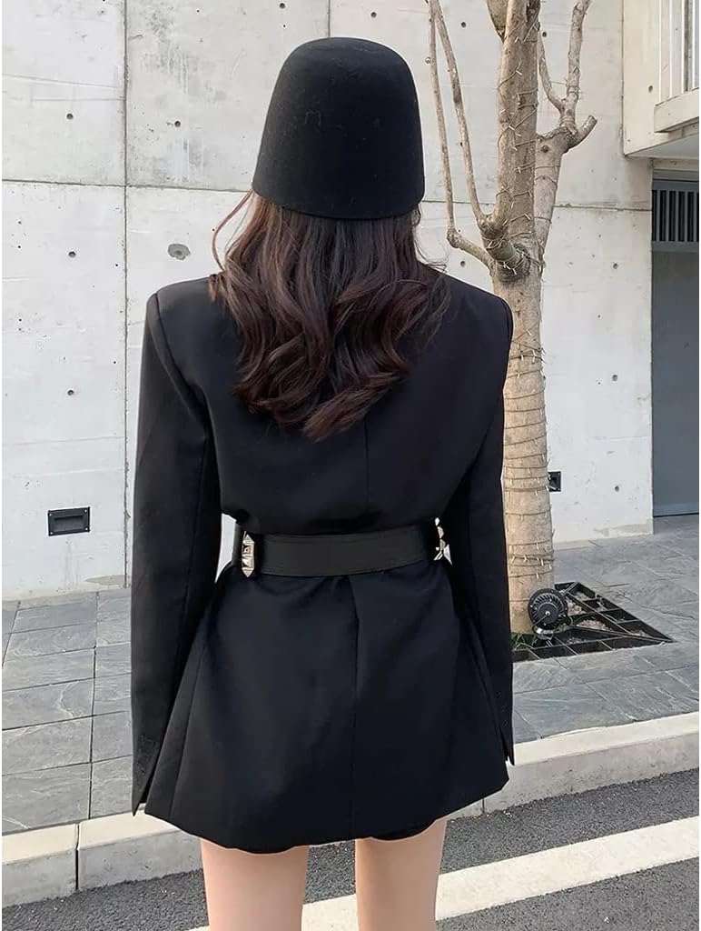 YWMLFZ Black Blazers for Women Notched Collar Long Sleeve with Sashes Solid Slim Female Fashion Clothing - Image 6