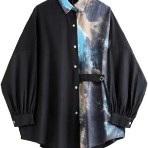 YWMLFZ Long-Sleeved Women's Blouse Shirt Patchwork Lapel 2021 Autumn Clothing Casual Women's Blouse