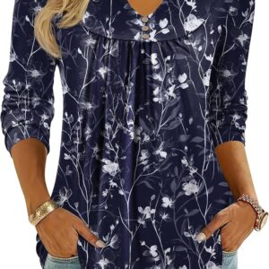 Zeagoo Womens Tops Long Sleeve Shirts 2025 V Neck Fall Blouses Dressy Casual Fashion Summer Work Tunic